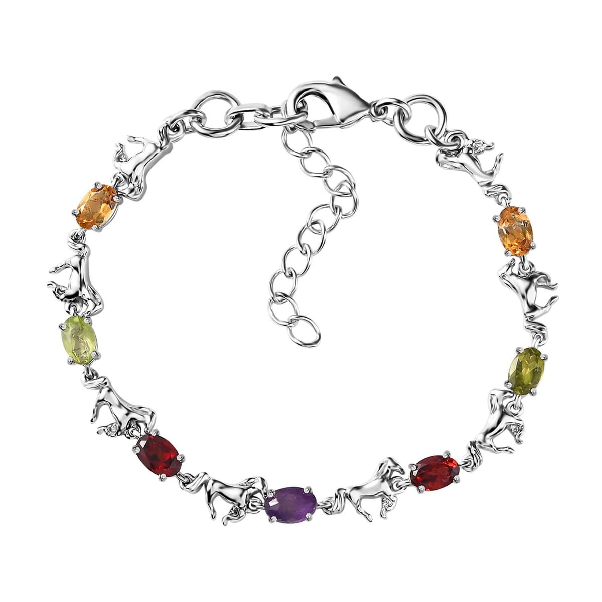 Karis Multi Gemstone Bracelet in Platinum Bond (6.50-8.0In) 3.30 ctw image number 0