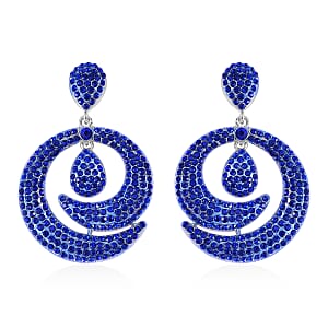 Blue Austrian Crystal Earrings in Silvertone