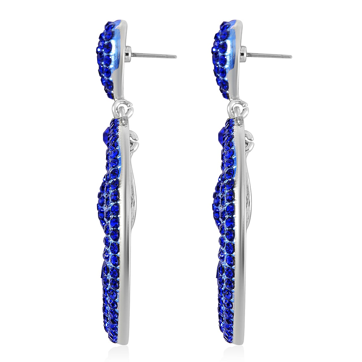 Blue Austrian Crystal Earrings in Silvertone image number 3