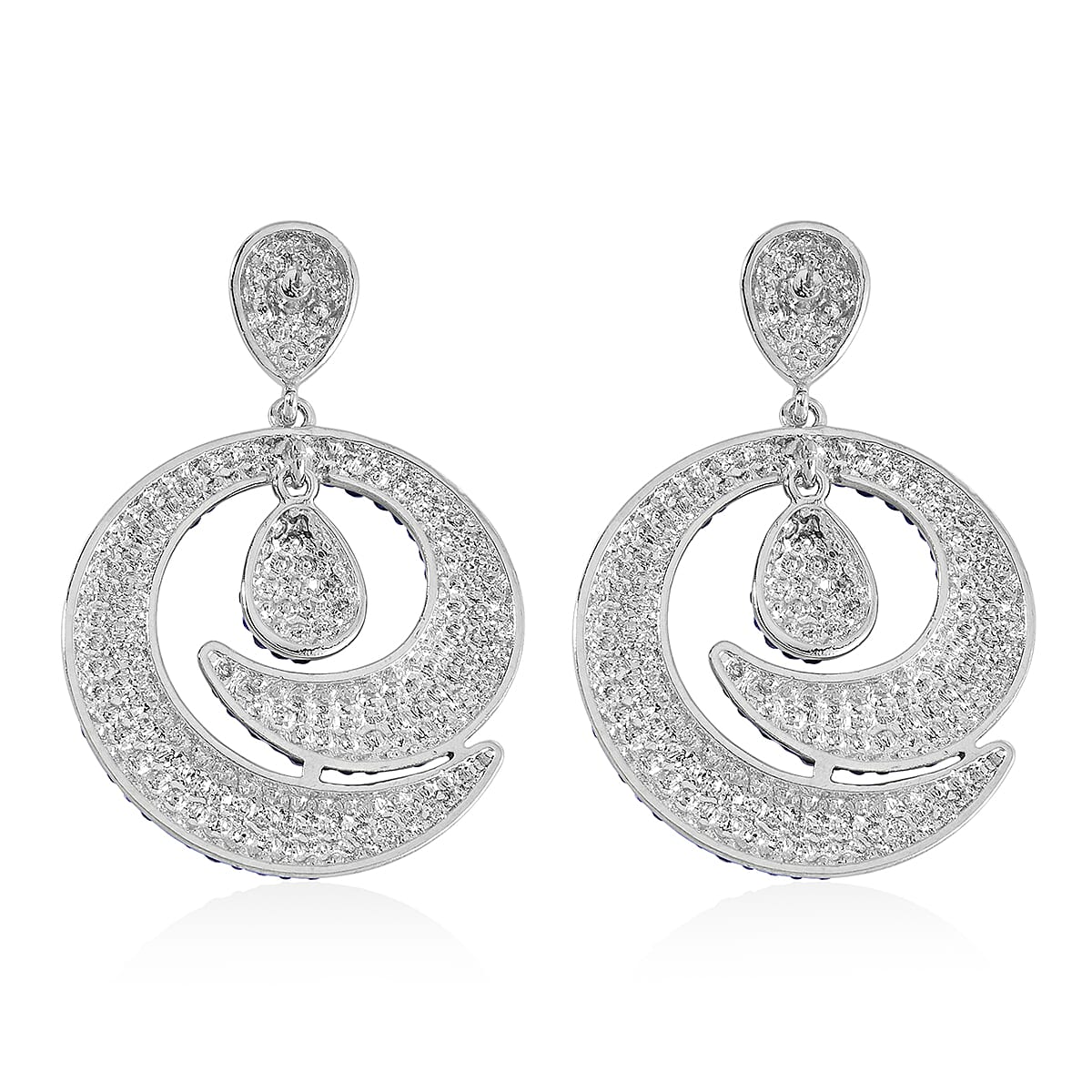 Blue Austrian Crystal Earrings in Silvertone image number 4