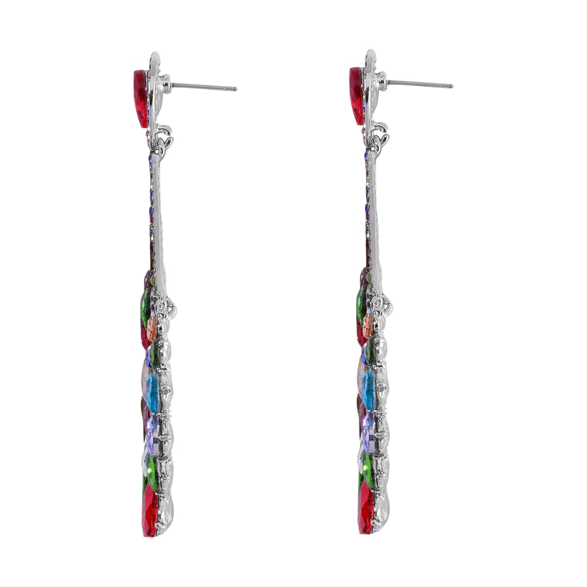 Multi Color Austrian Crystal Earrings in Silvertone image number 3