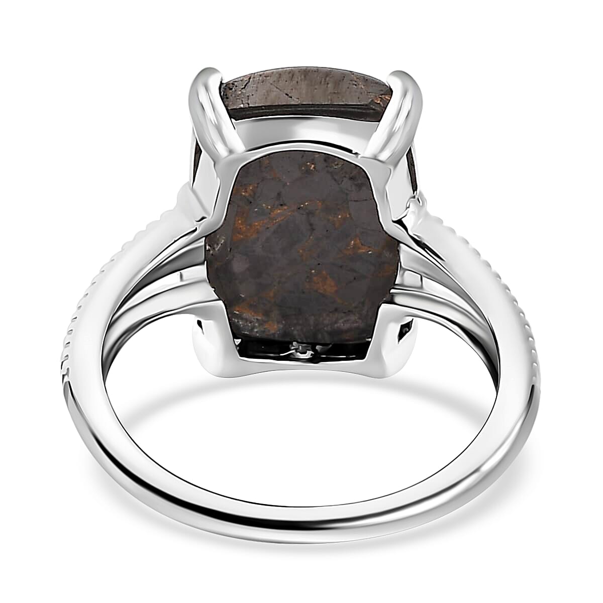 Matrix Silver Shungite Split Shank Ring in Sterling Silver (Size 10.0) 4.90 ctw