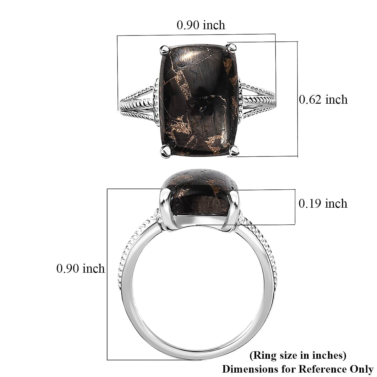 Matrix Silver Shungite Split Shank Ring in Sterling Silver (Size 10.0) 4.90 ctw