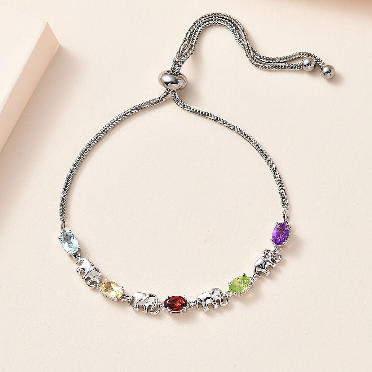 Karis Multi Gemstone Bolo Bracelet in Platinum Bond 2.40 ctw image number 1