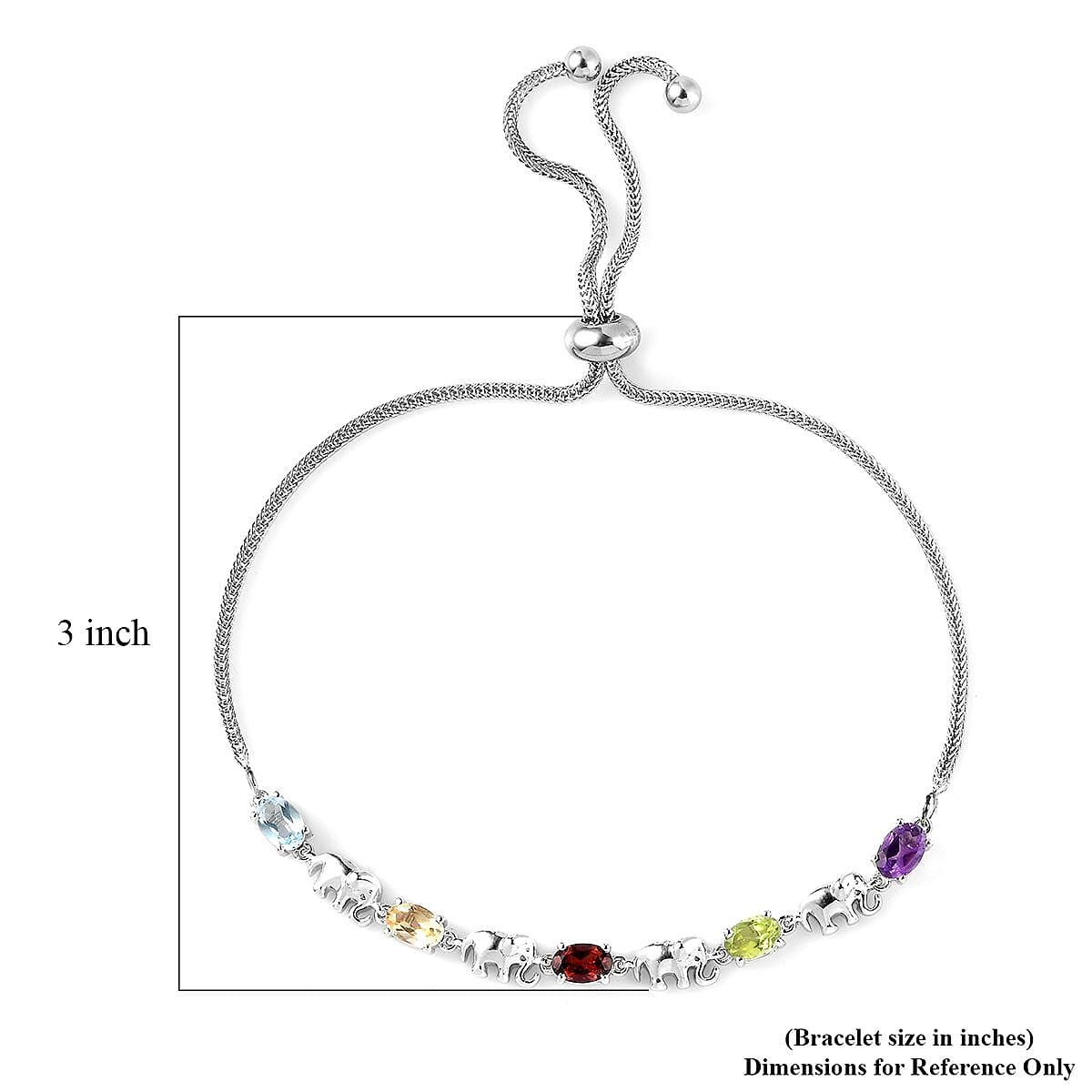 Karis Multi Gemstone Bolo Bracelet in Platinum Bond 2.40 ctw image number 4
