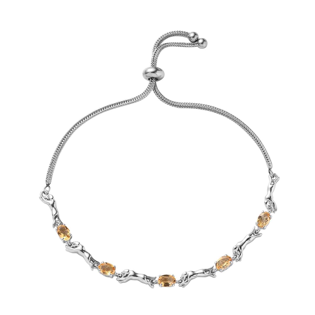 Karis Brazilian Citrine Panther Link Bolo Bracelet in Platinum Bond 2.25 ctw image number 0