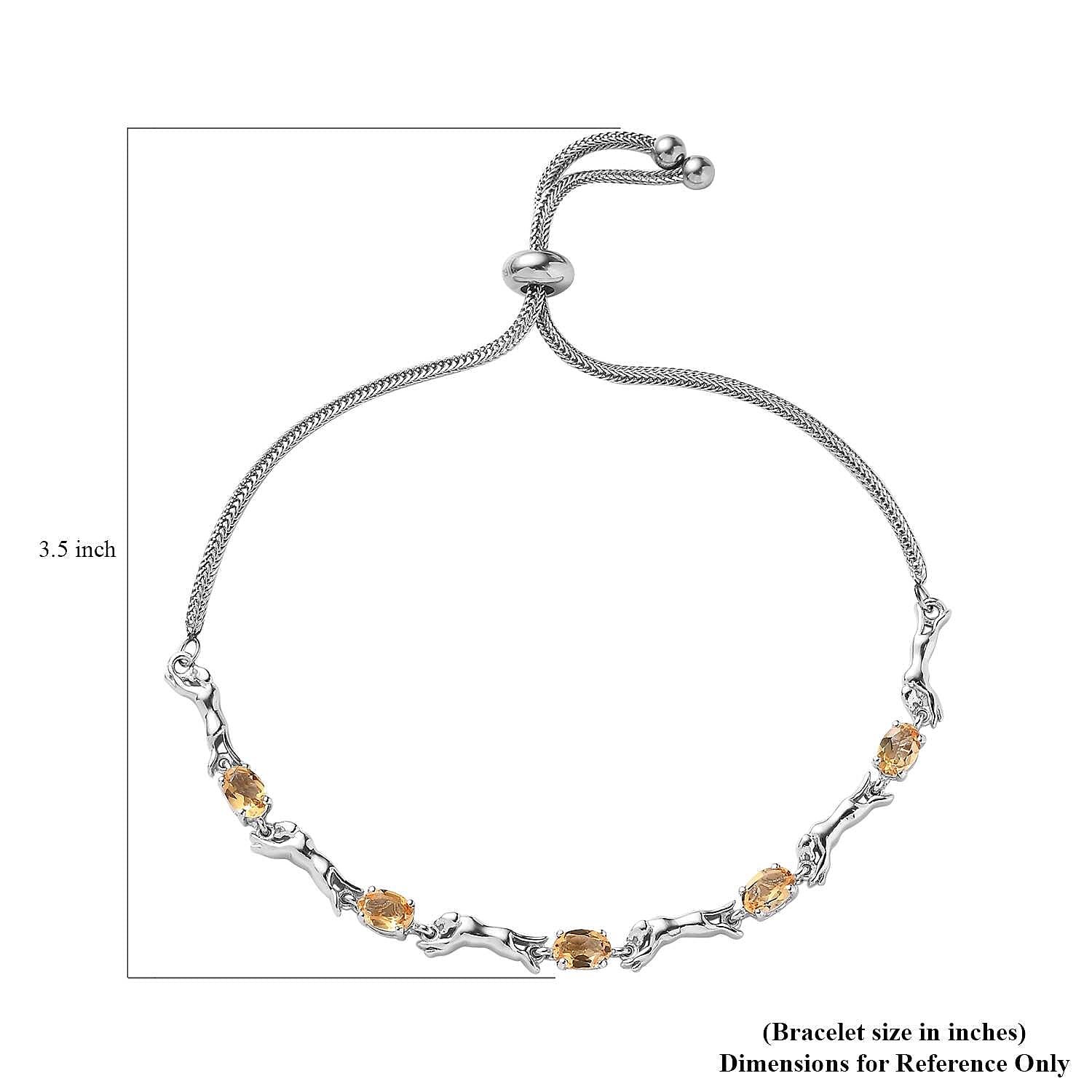 Karis Brazilian Citrine Panther Link Bolo Bracelet in Platinum Bond 2.25 ctw