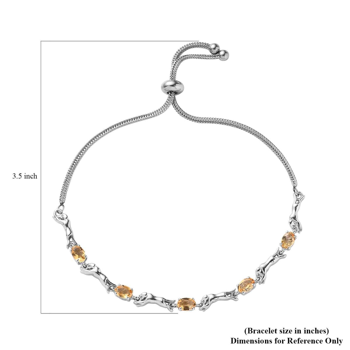 Karis Brazilian Citrine Panther Link Bolo Bracelet in Platinum Bond 2.25 ctw image number 4