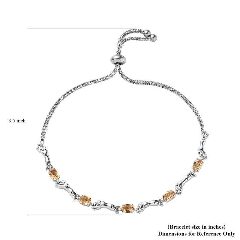 Karis Brazilian Citrine Panther Link Bolo Bracelet in Platinum Bond 2.25 ctw
