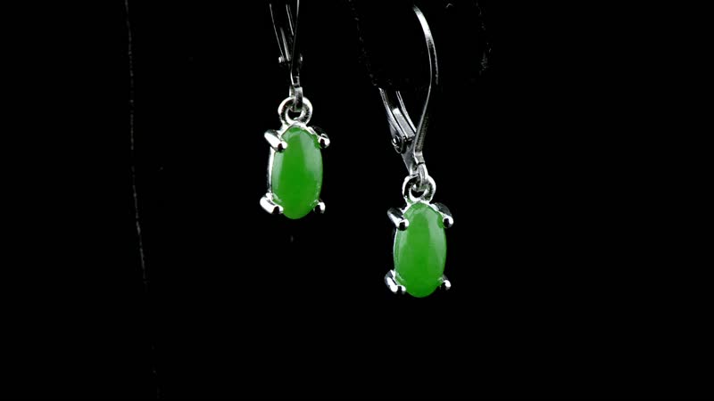 Green Jade (D) Lever Back Earrings in Sterling Silver 1.25 ctw