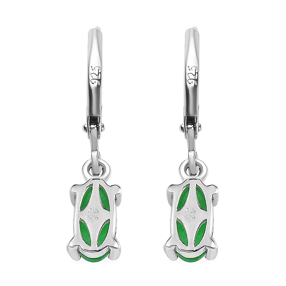 Green Jade (D) Lever Back Earrings in Sterling Silver 1.25 ctw image number 4
