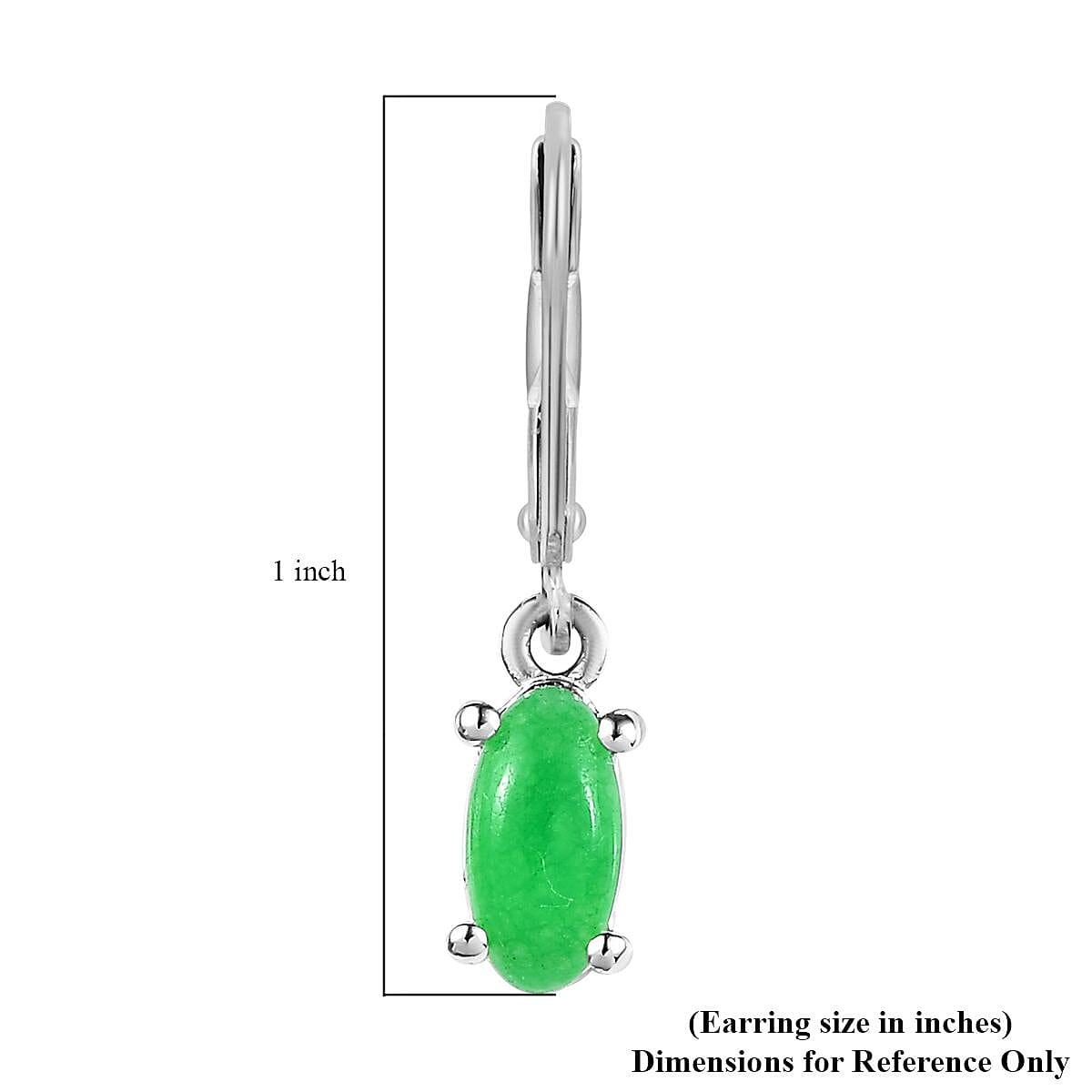 Green Jade (D) Lever Back Earrings in Sterling Silver 1.25 ctw image number 5