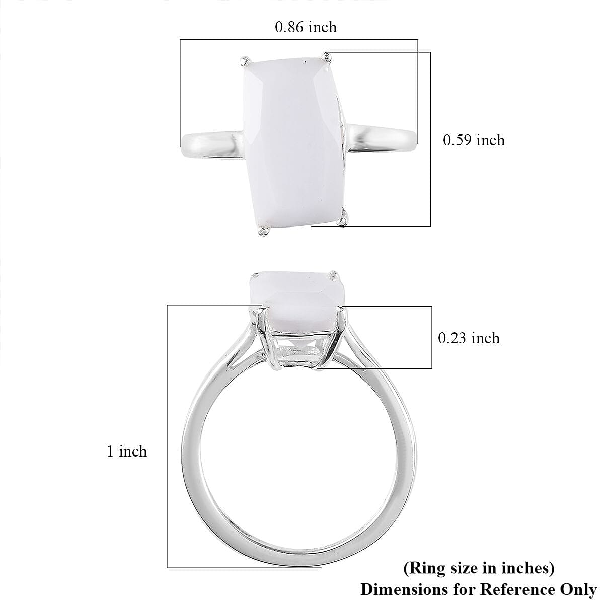 Luna Chalcedony Solitaire Ring in Sterling Silver (Size 10.0) 4.20 ctw image number 5