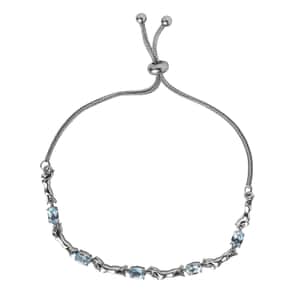 Karis Sky Blue Topaz Panther Link Bolo Bracelet in Platinum Bond 2.75 ctw