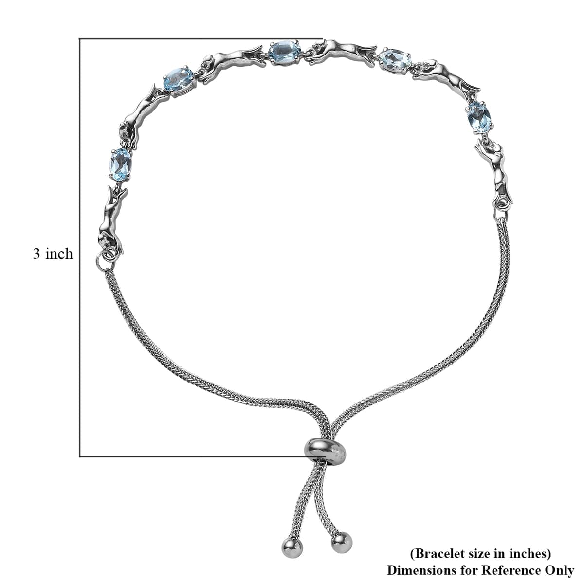 Karis Sky Blue Topaz Panther Link Bolo Bracelet in Platinum Bond 2.75 ctw image number 4