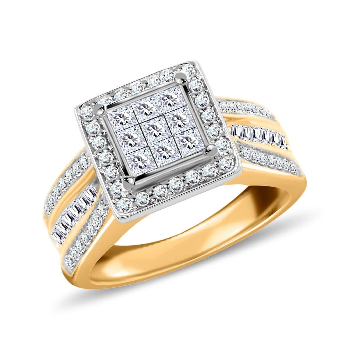 NY Closeout 10K Yellow Gold Diamond G-H I2-I3 Ring (Size 7.0) 6.30 Grams 1.00 ctw image number 0