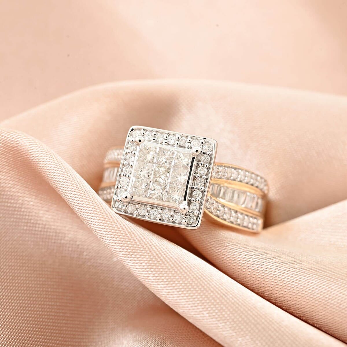NY Closeout 10K Yellow Gold Diamond G-H I2-I3 Ring (Size 7.0) 6.30 Grams 1.00 ctw image number 1