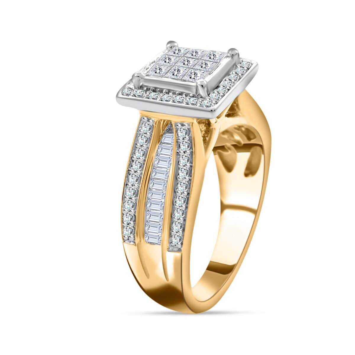 NY Closeout 10K Yellow Gold Diamond G-H I2-I3 Ring (Size 7.0) 6.30 Grams 1.00 ctw image number 3