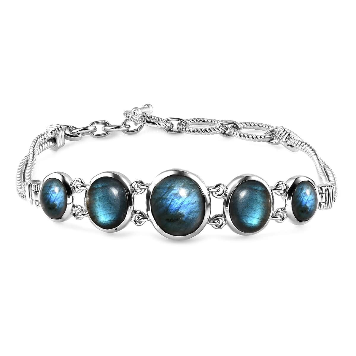 Karis Malagasy Labradorite Bracelet in Platinum Bond (6.50-8.00In) 14.00 ctw image number 0