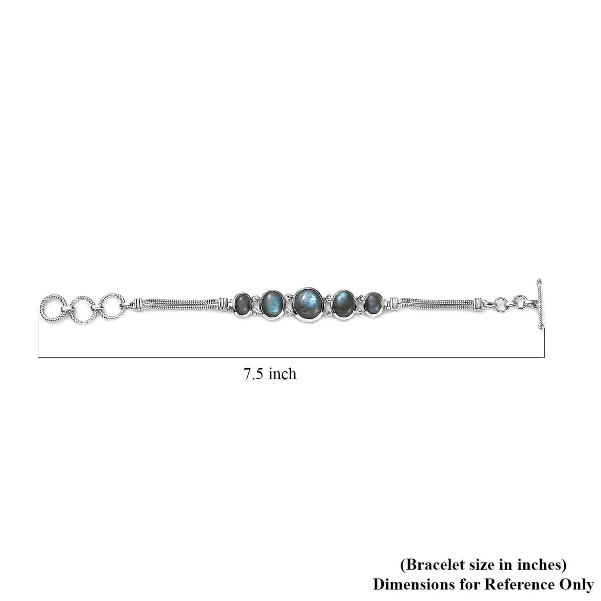 Karis Malagasy Labradorite Bracelet in Platinum Bond (6.50-8.00In) 14.00 ctw image number 5