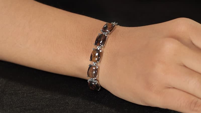 Coffee Obsidian Bracelet in Stainless Steel (7.25 In) 14.90 ctw