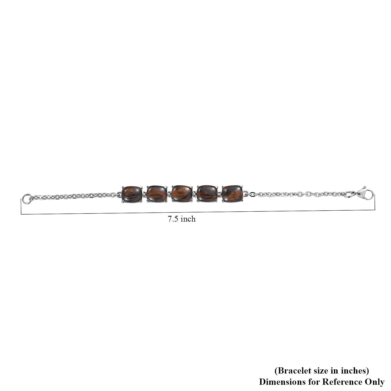 Coffee Obsidian Bracelet in Stainless Steel (7.25 In) 14.90 ctw