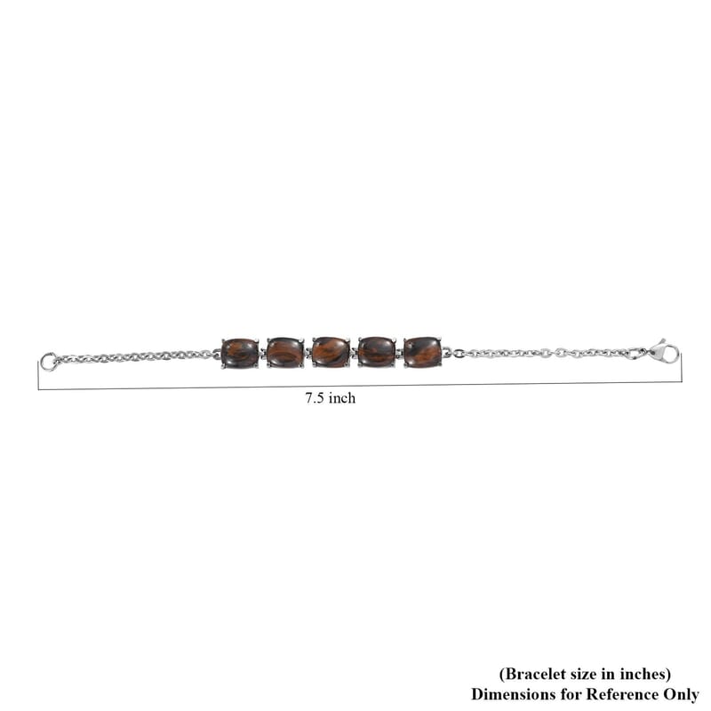Coffee Obsidian Bracelet in Stainless Steel (7.25 In) 14.90 ctw