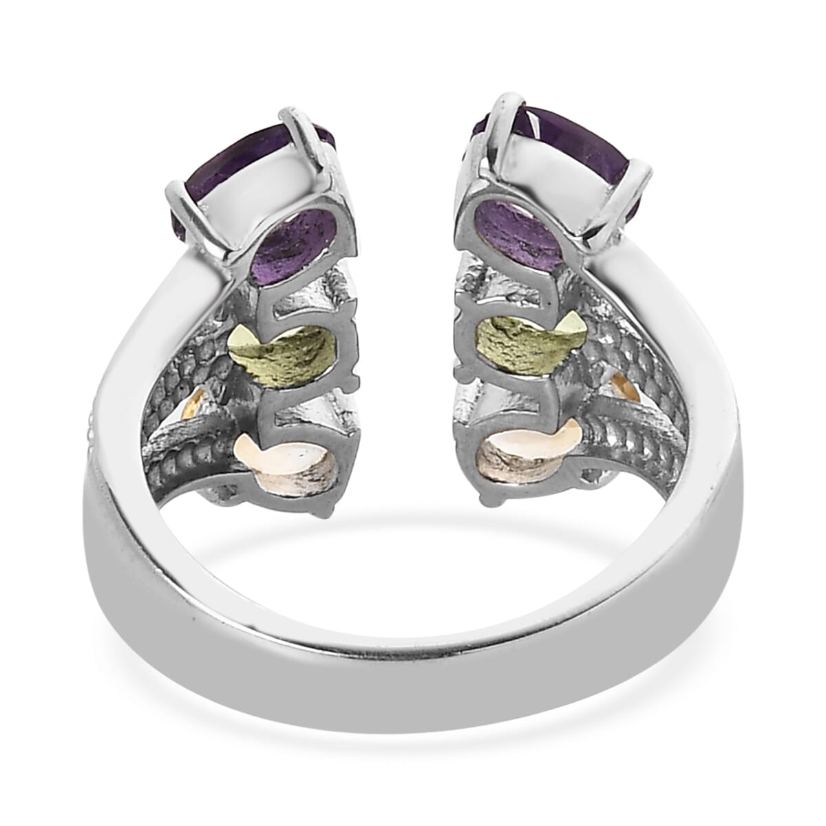 African Amethyst, Peridot, Brazilian Citrine Open Band Ring in Stainless Steel (Size 10.0) 2.65 ctw image number 4