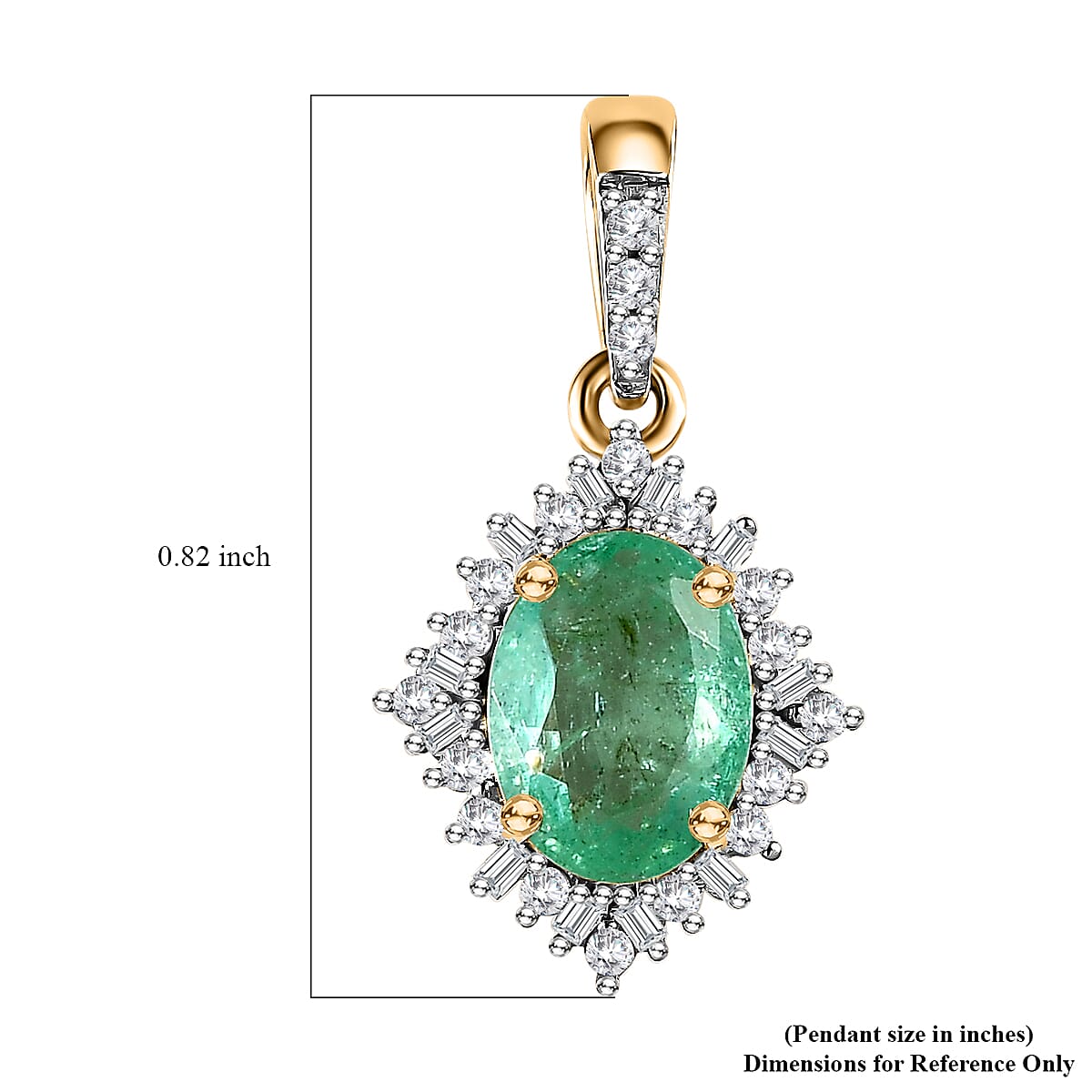 Luxoro 10K Yellow Gold Premium Ethiopian Emerald and G-H I3 Diamond Halo Pendant without Chain 1.40 ctw image number 5