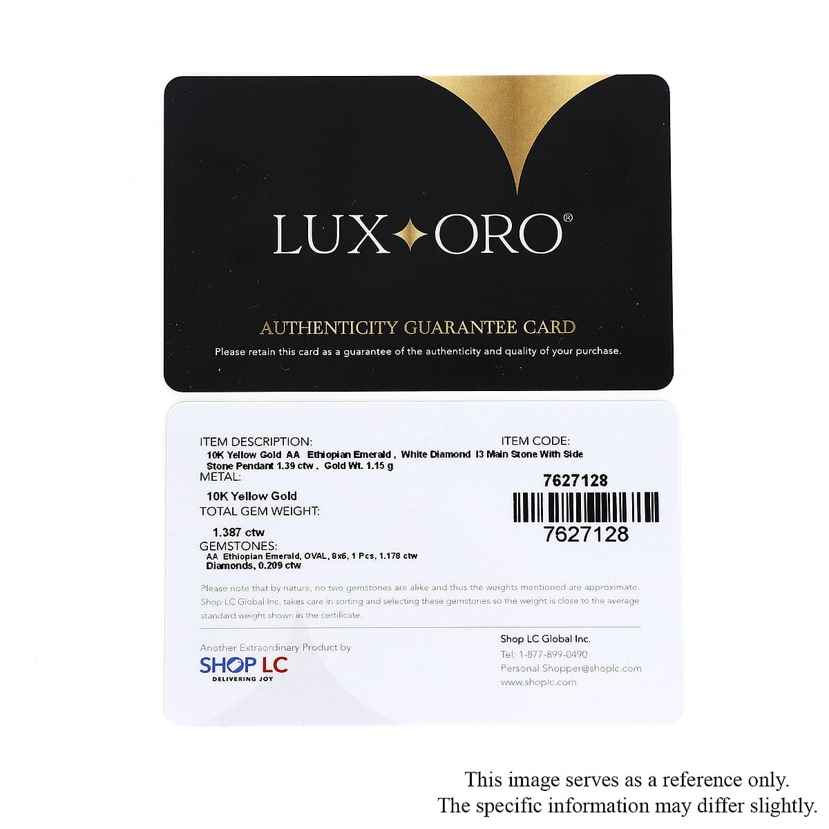 Luxoro 10K Yellow Gold Premium Ethiopian Emerald and G-H I3 Diamond Halo Pendant without Chain 1.40 ctw image number 6