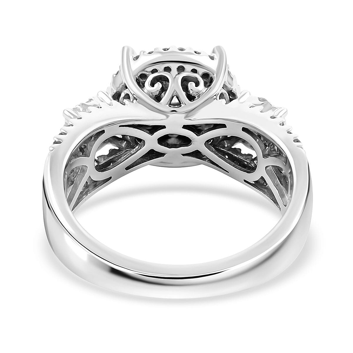 10K White Gold G-H I2 Diamond Floral Ring 7.10 Grams 1.00 ctw (Del. in 7-10 Days) image number 4