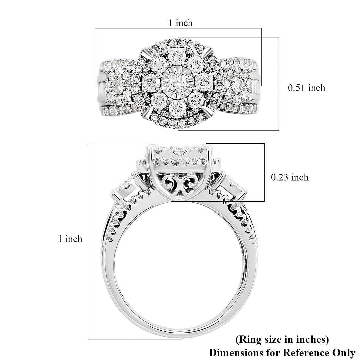 10K White Gold G-H I2 Diamond Floral Ring 7.10 Grams 1.00 ctw (Del. in 7-10 Days) image number 5