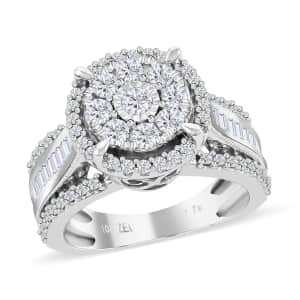 G-H I2 Diamond Ring, 10K White Gold Ring, Diamond Cluster Ring, Diamond Jewelry, Gifts For Her 5 Grams 1.00 ctw (Size 10)