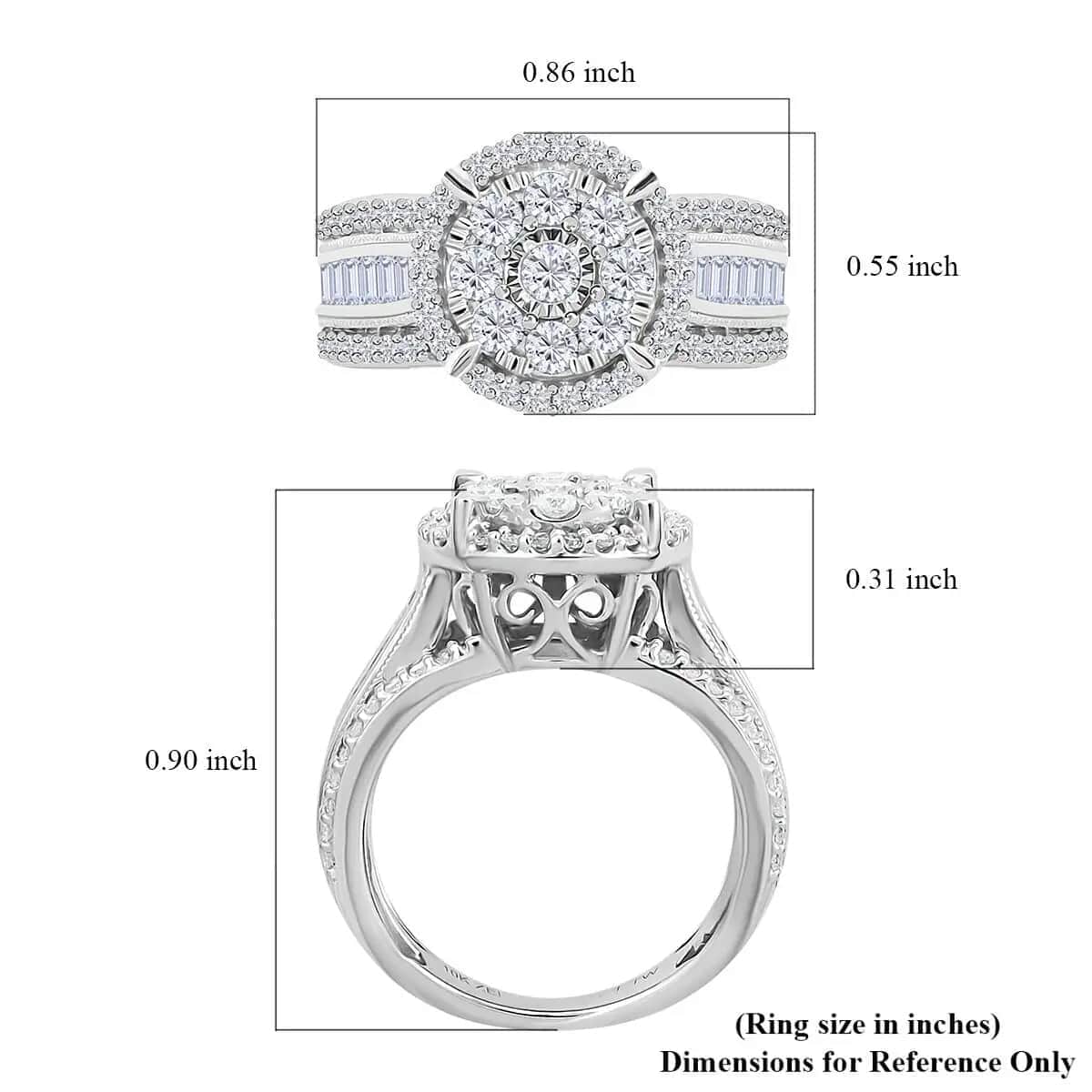 Rosy Blue 10K White Gold G-H I2 Diamond Ring (Size 7.0) 5 Grams 1.00 ctw (Delivery in 8-10 Days) image number 6