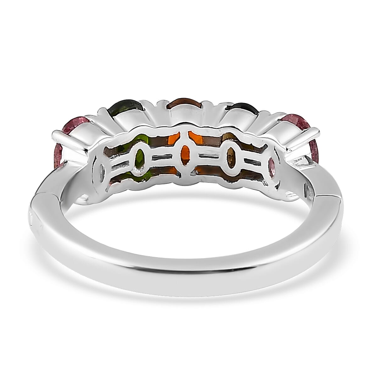 Multi-Tourmaline 5 Stone Arthritis Ring in Platinum Over Sterling Silver (Size 6.0) 2.00 ctw