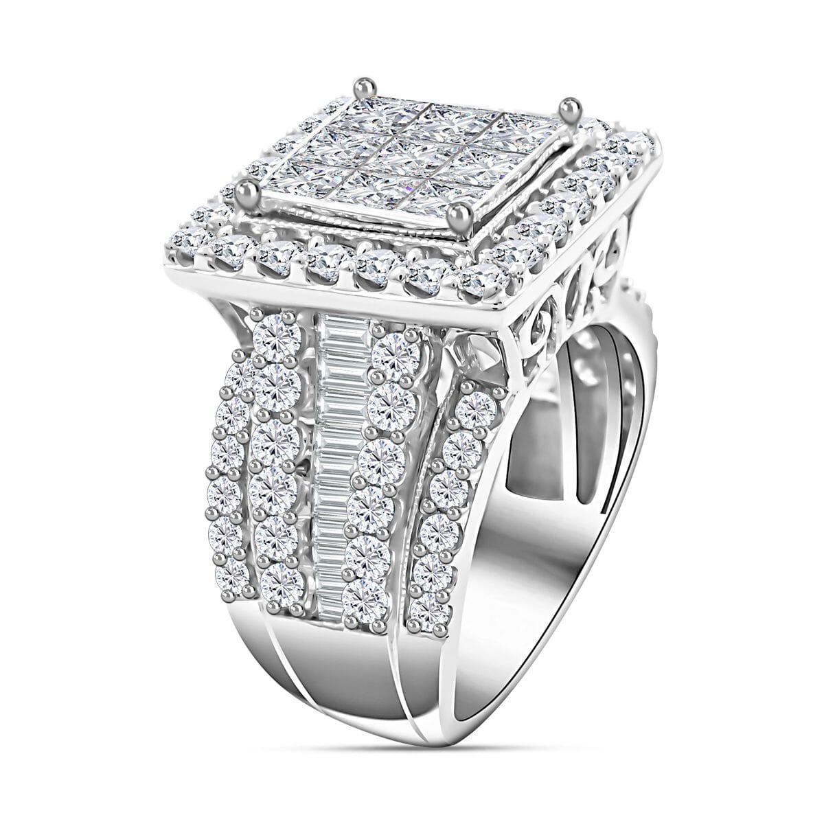 10K White Gold G SI2 Diamond Ring (Size 5.0) 10 Grams 4.00 ctw image number 3