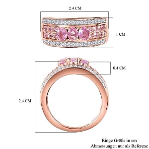 Pink Sapphire Pink Sapphire and White Zircon 1.43 ctw Ring in Vermeil RG Over Sterling Silver (Size 11.5)