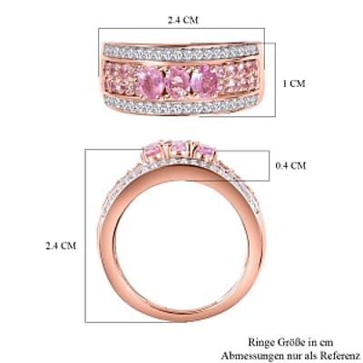 Pink Sapphire Pink Sapphire and White Zircon 1.43 ctw Ring in Vermeil RG Over Sterling Silver (Size 11.5)