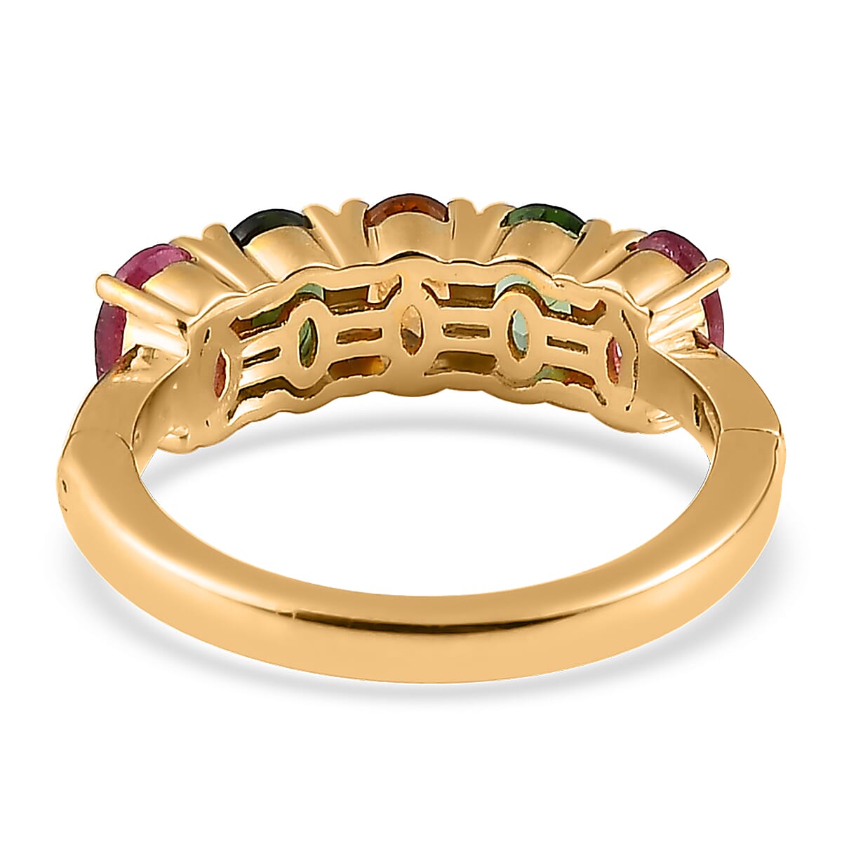 Multi-Tourmaline 5 Stone Arthritis Ring in Vermeil Yellow Gold Over Sterling Silver (Size 8.0) 2.00 ctw