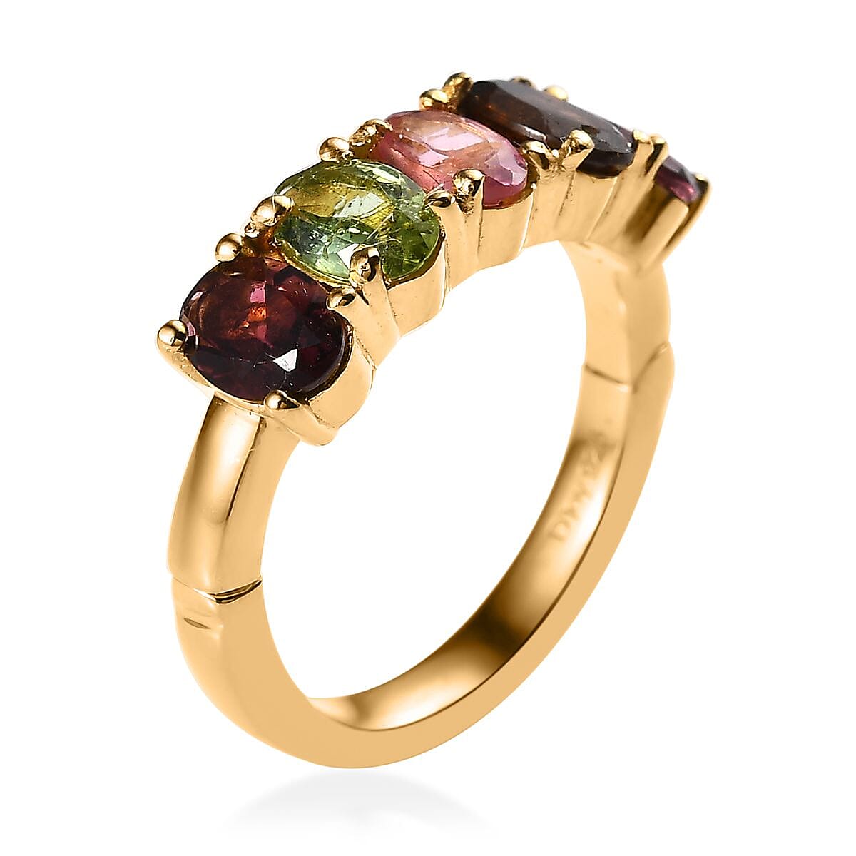 Multi-Tourmaline 5 Stone Arthritis Ring in Vermeil YG Over Sterling Silver (Size 9.0) 2.00 ctw image number 3