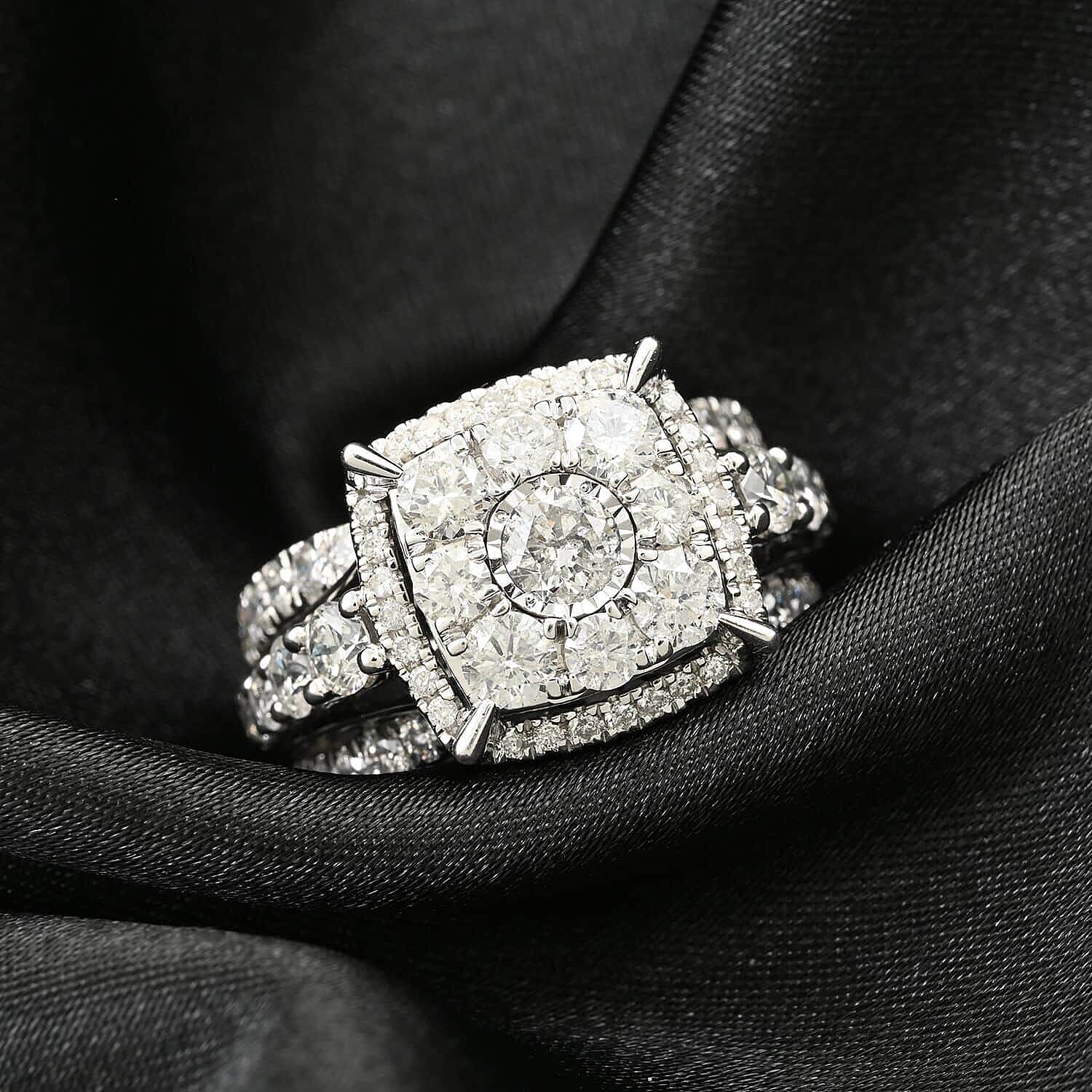 10K White Gold Diamond G-H I2 Ring (Size 10.0) 8.40 Grams 3.00 ctw (Del. in 7-10 Days)