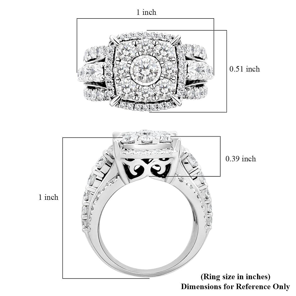 10K White Gold Diamond G-H I2 Ring (Size 10.0) 8.40 Grams 3.00 ctw (Del. in 7-10 Days)