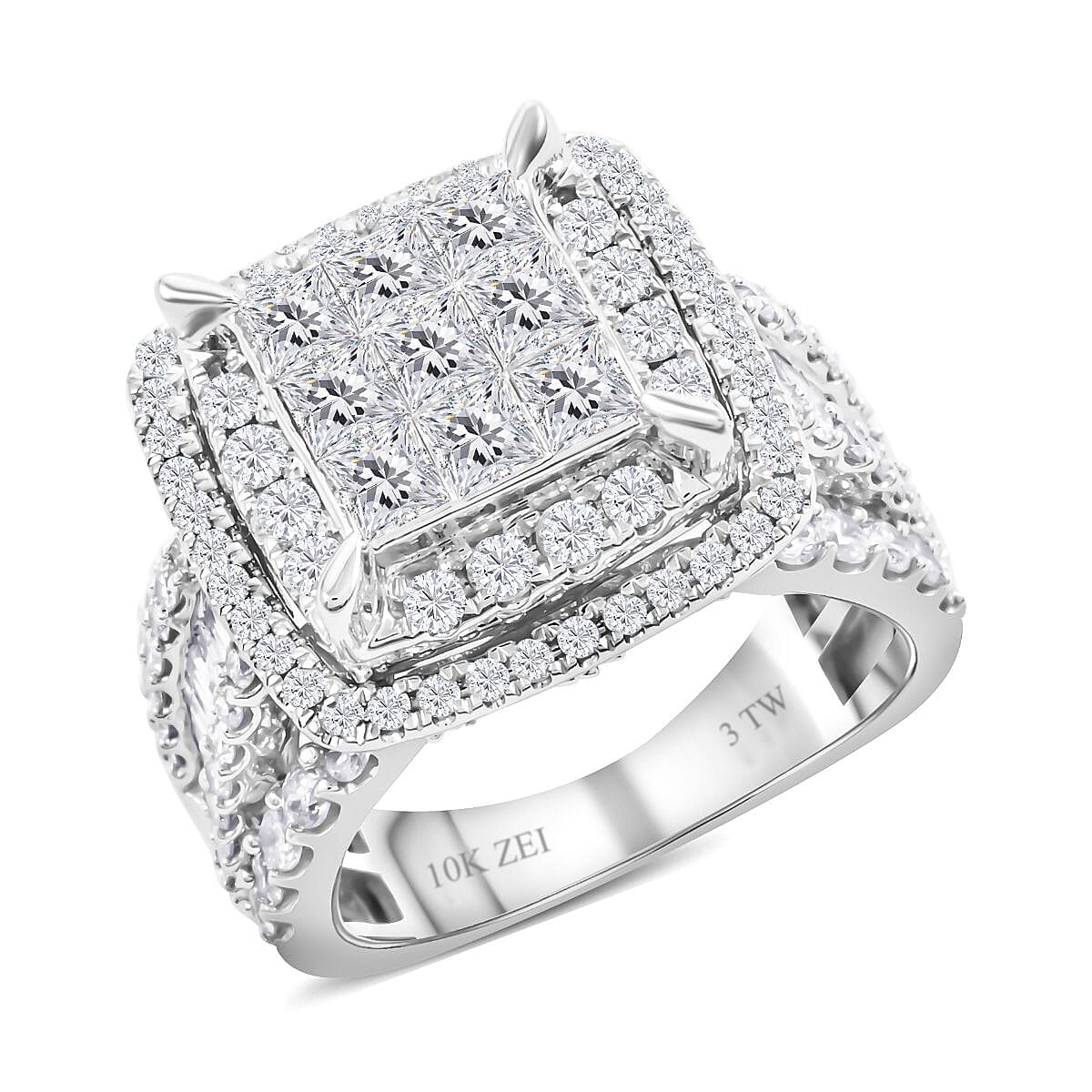 10K White Gold Diamond Cocktail Ring (Size 7.0) 7.50 Grams 3.00 ctw image number 0