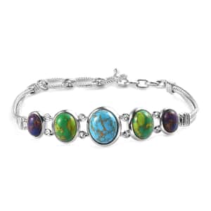 Karis Mojave Multi Turquoise Bracelet in Platinum Bond (6.50-8.00In) 12.65 ctw