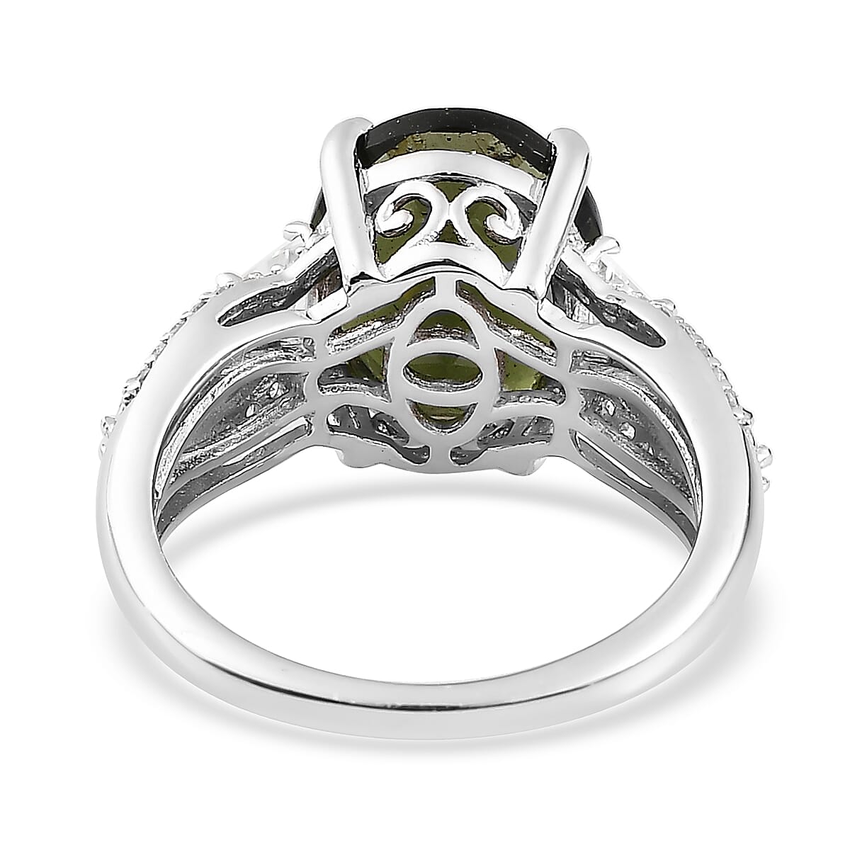 Premium Bohemian Moldavite and Multi Gemstone Ring in Platinum Over Sterling Silver 5.00 ctw image number 2
