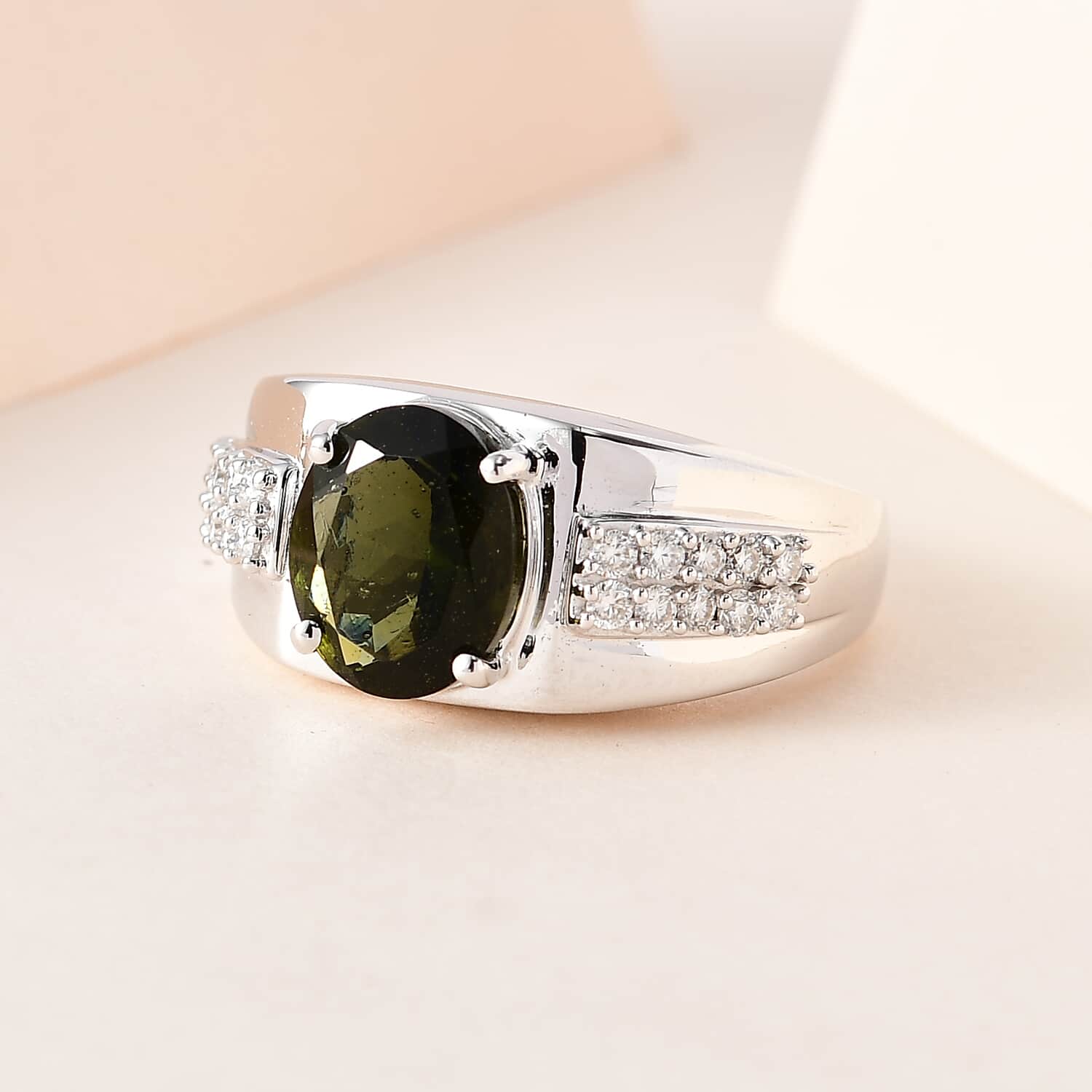 Mens hot sale moldavite ring