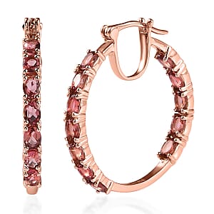Premium Blush Tourmaline Hoop Earrings in Vermeil Rose Gold Over Sterling Silver 3.65 ctw