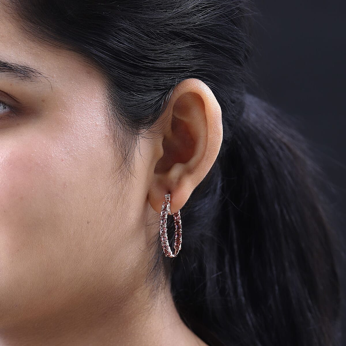 Premium Blush Tourmaline Hoop Earrings in Vermeil Rose Gold Over Sterling Silver 3.65 ctw image number 2