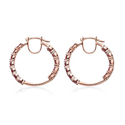 Premium Blush Tourmaline Hoop Earrings in Vermeil Rose Gold Over Sterling Silver 3.65 ctw