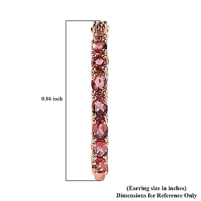 Premium Blush Tourmaline Hoop Earrings in Vermeil Rose Gold Over Sterling Silver 3.65 ctw